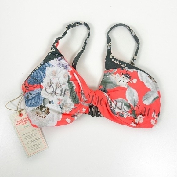 Maaji Bouquet Twister Multicolor Reversible Bralette Bikini Top - Picture 5 of 9